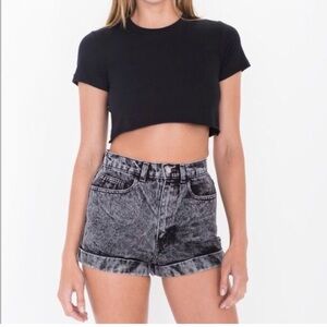 American Apparel Black Acid Wash Jean Shorts